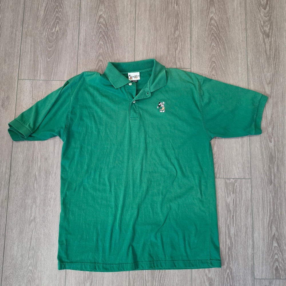 Walt Disney World Mens XL Green Mickey Mouse Golf Embroidered Polo Shirt